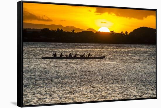 Evening Rowing in the Bay of Apia, Upolu, Samoa, South Pacific-Michael Runkel-Framed Stretched Canvas