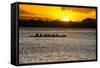 Evening Rowing in the Bay of Apia, Upolu, Samoa, South Pacific-Michael Runkel-Framed Stretched Canvas