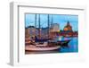 Evening Scenery of the Old Port in Helsinki, Finland-Scanrail-Framed Photographic Print