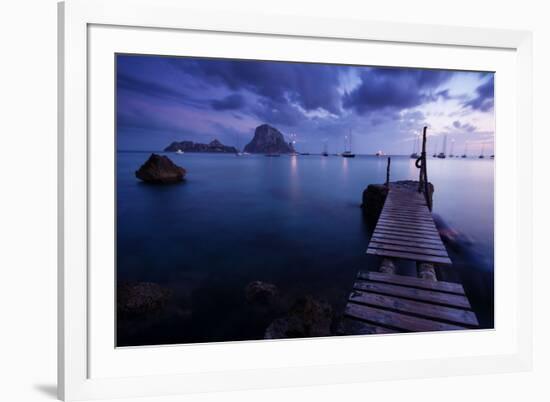 Evening Shot in Cala D'Hort with View to Isla De Es Vedra, Ibiza, Spain-Steve Simon-Framed Photographic Print