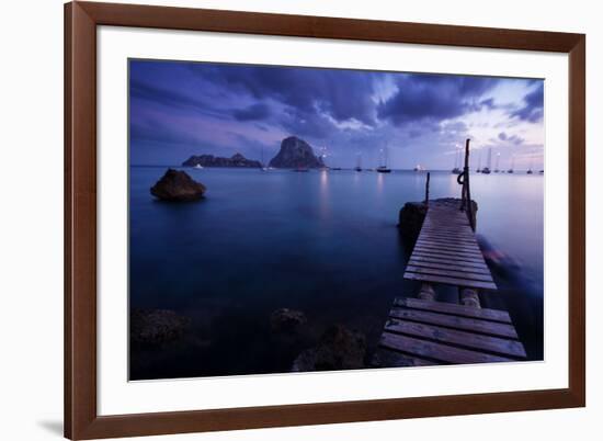 Evening Shot in Cala D'Hort with View to Isla De Es Vedra, Ibiza, Spain-Steve Simon-Framed Photographic Print