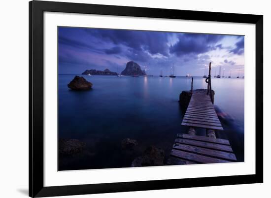 Evening Shot in Cala D'Hort with View to Isla De Es Vedra, Ibiza, Spain-Steve Simon-Framed Photographic Print