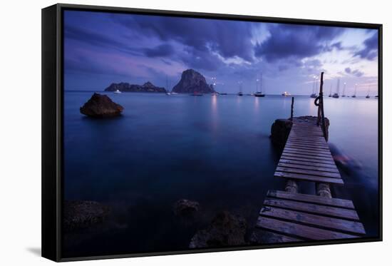 Evening Shot in Cala D'Hort with View to Isla De Es Vedra, Ibiza, Spain-Steve Simon-Framed Stretched Canvas