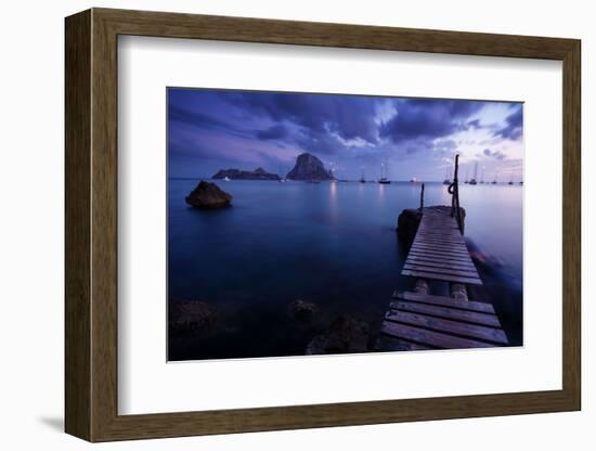 Evening Shot in Cala D'Hort with View to Isla De Es Vedra, Ibiza, Spain-Steve Simon-Framed Photographic Print