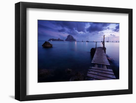 Evening Shot in Cala D'Hort with View to Isla De Es Vedra, Ibiza, Spain-Steve Simon-Framed Photographic Print