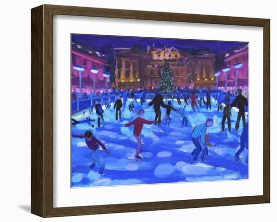 Evening skaters, Somerset House-Andrew Macara-Framed Giclee Print