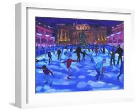 Evening skaters, Somerset House-Andrew Macara-Framed Giclee Print