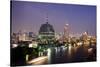 Evening Skyline, Chao Phraya River Waterfront, Bangkok, Thailand-Cindy Miller Hopkins-Stretched Canvas