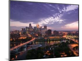 Evening Skyline Scene from St. Anthony Main, Minneapolis, Minnesota-Walter Bibikow-Mounted Photographic Print