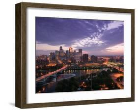 Evening Skyline Scene from St. Anthony Main, Minneapolis, Minnesota-Walter Bibikow-Framed Photographic Print