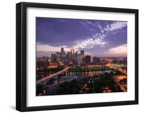 Evening Skyline Scene from St. Anthony Main, Minneapolis, Minnesota-Walter Bibikow-Framed Photographic Print