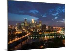 Evening Skyline Scene from St. Anthony Main, Minneapolis, Minnesota-Walter Bibikow-Mounted Photographic Print