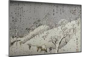 Evening Snow at Asuka Hill-Ando Hiroshige-Mounted Giclee Print