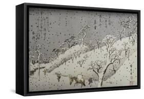 Evening Snow at Asuka Hill-Ando Hiroshige-Framed Stretched Canvas