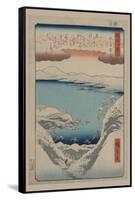 Evening Snow at Hira (Hira No Bosetsu)-Ando Hiroshige-Framed Stretched Canvas