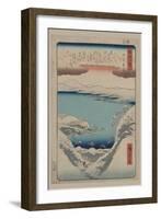 Evening Snow at Hira (Hira No Bosetsu)-Ando Hiroshige-Framed Art Print