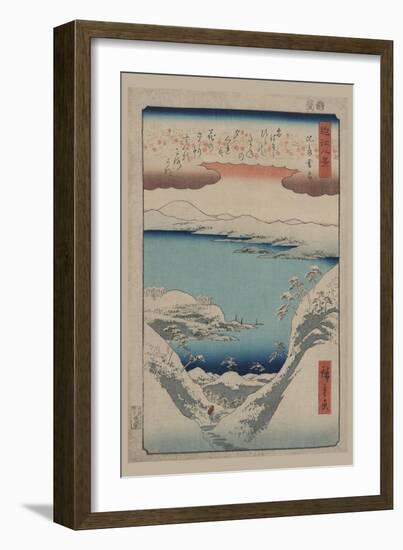 Evening Snow at Hira (Hira No Bosetsu)-Ando Hiroshige-Framed Art Print