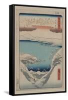 Evening Snow at Hira (Hira No Bosetsu)-Ando Hiroshige-Framed Stretched Canvas