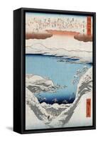 Evening Snow at Hira, Japanese Wood-Cut Print-Lantern Press-Framed Stretched Canvas