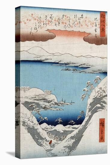 Evening Snow at Hira, Japanese Wood-Cut Print-Lantern Press-Stretched Canvas