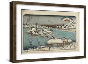 Evening Snow at Shinobugaoka, 1843-1847-Keisai Eisen-Framed Giclee Print