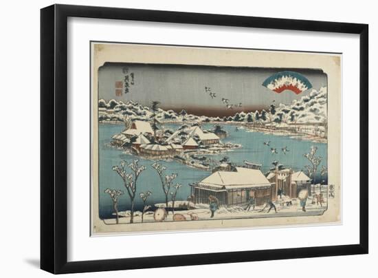 Evening Snow at Shinobugaoka, 1843-1847-Keisai Eisen-Framed Giclee Print