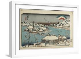 Evening Snow at Shinobugaoka, 1843-1847-Keisai Eisen-Framed Giclee Print