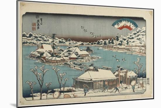 Evening Snow at Shinobugaoka, 1843-1847-Keisai Eisen-Mounted Giclee Print