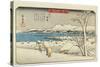 Evening Snow at Uchikawa, 1835-1836-Utagawa Hiroshige-Stretched Canvas