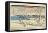 Evening Snow at Uchikawa, 1835-1836-Utagawa Hiroshige-Framed Stretched Canvas