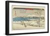 Evening Snow at Uchikawa, 1835-1836-Utagawa Hiroshige-Framed Giclee Print