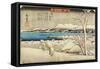 Evening Snow at Uchikawa, C. 1835-1836-Utagawa Hiroshige-Framed Stretched Canvas