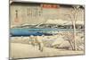 Evening Snow at Uchikawa, C. 1835-1836-Utagawa Hiroshige-Mounted Giclee Print