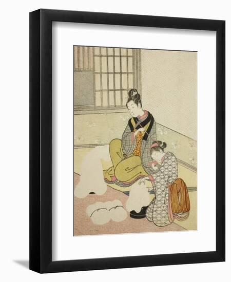 Evening Snow on a Floss Shaper , from the series Eight Views of the Parlor , c.1766-Suzuki Harunobu-Framed Premium Giclee Print