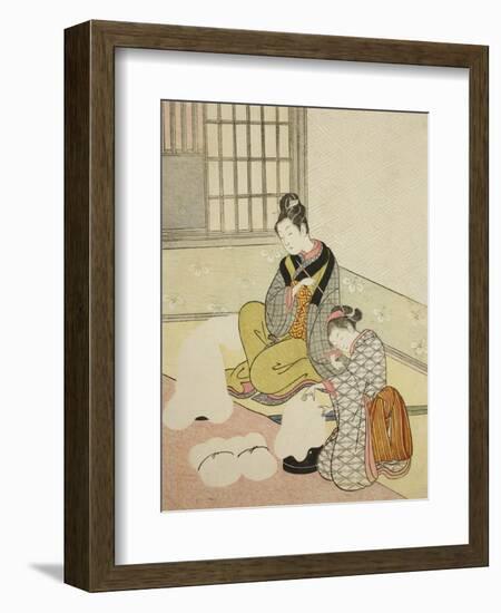 Evening Snow on a Floss Shaper , from the series Eight Views of the Parlor , c.1766-Suzuki Harunobu-Framed Giclee Print