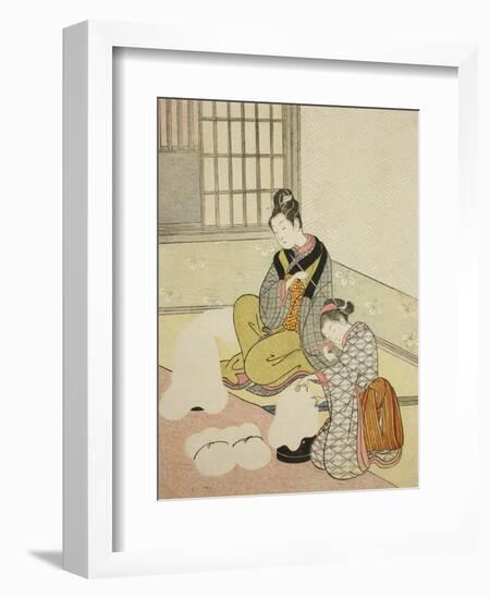 Evening Snow on a Floss Shaper , from the series Eight Views of the Parlor , c.1766-Suzuki Harunobu-Framed Giclee Print