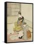 Evening Snow on a Floss Shaper , from the series Eight Views of the Parlor , c.1766-Suzuki Harunobu-Framed Stretched Canvas