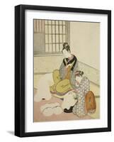 Evening Snow on a Floss Shaper , from the series Eight Views of the Parlor , c.1766-Suzuki Harunobu-Framed Giclee Print