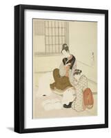 Evening Snow on a Floss Shaper (Nurioke No Bosetsu), C.1766-Suzuki Harunobu-Framed Giclee Print