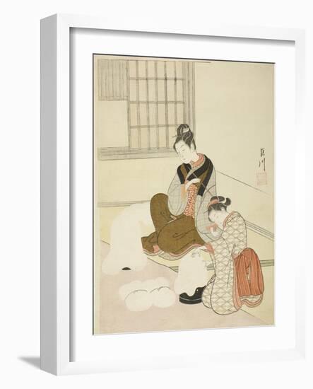 Evening Snow on a Floss Shaper (Nurioke No Bosetsu), C.1766-Suzuki Harunobu-Framed Giclee Print