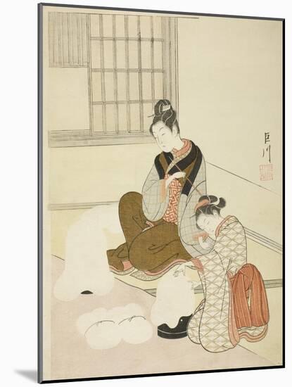 Evening Snow on a Floss Shaper (Nurioke No Bosetsu), C.1766-Suzuki Harunobu-Mounted Giclee Print