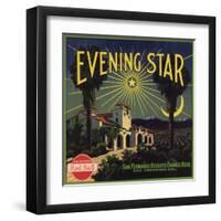 Evening Star Brand - San Fernando, California - Citrus Crate Label-Lantern Press-Framed Art Print