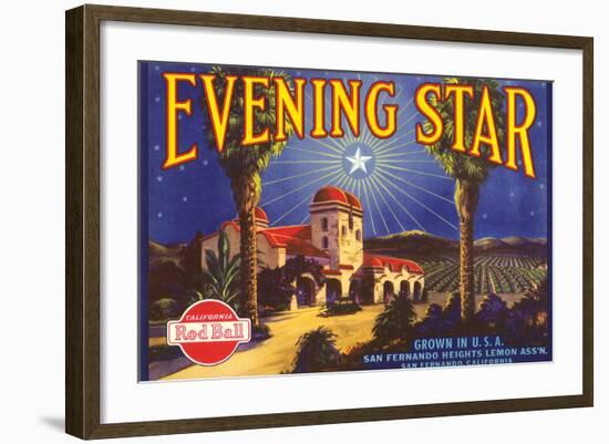 Evening Star Lemon Label-null-Framed Art Print