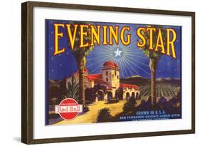 Evening Star Lemon Label-null-Framed Art Print