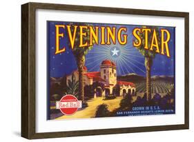 Evening Star Lemon Label-null-Framed Art Print