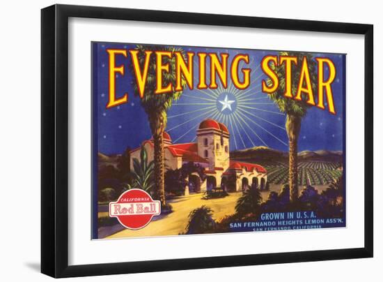 Evening Star Lemon Label-null-Framed Art Print