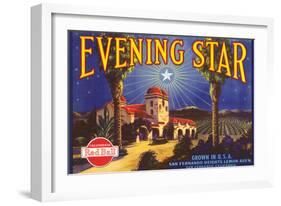 Evening Star Lemon Label-null-Framed Art Print