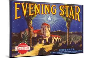 Evening Star Lemon Label-null-Mounted Art Print