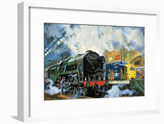 Evening Star, the Last Steam Locomotive and the New Diesel-Electric Deltic-Harry Green-Framed Giclee Print