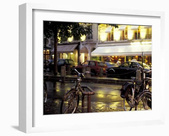 Evening Street Scene with Bicycles, Paris, France-Michele Molinari-Framed Photographic Print